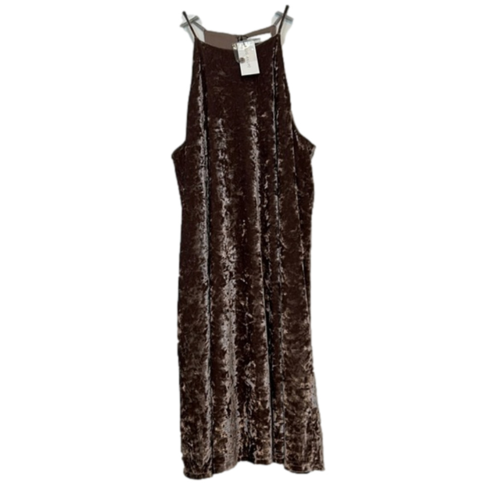 SUGAR + L!ps Blush Velvet Square Halter Neck Mini Dress, Large